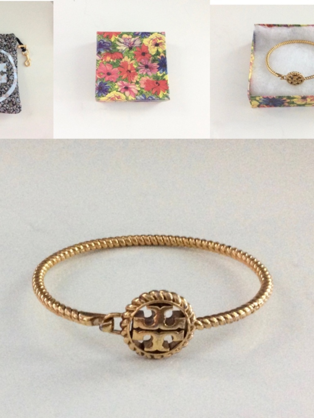 Authentic TORY BURCH Rope Logo Hinged Cuff Bracelet